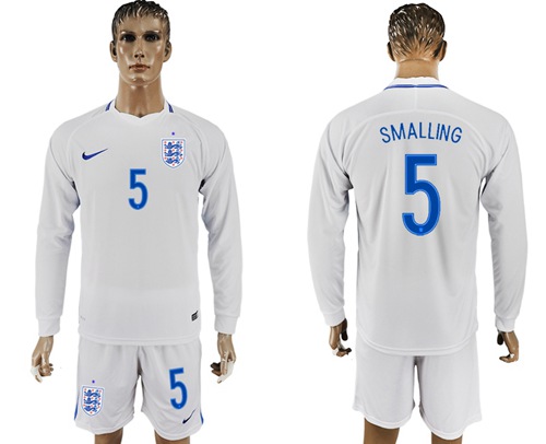 England #5 Smalling Home Long Sleeves Soccer Country Jersey